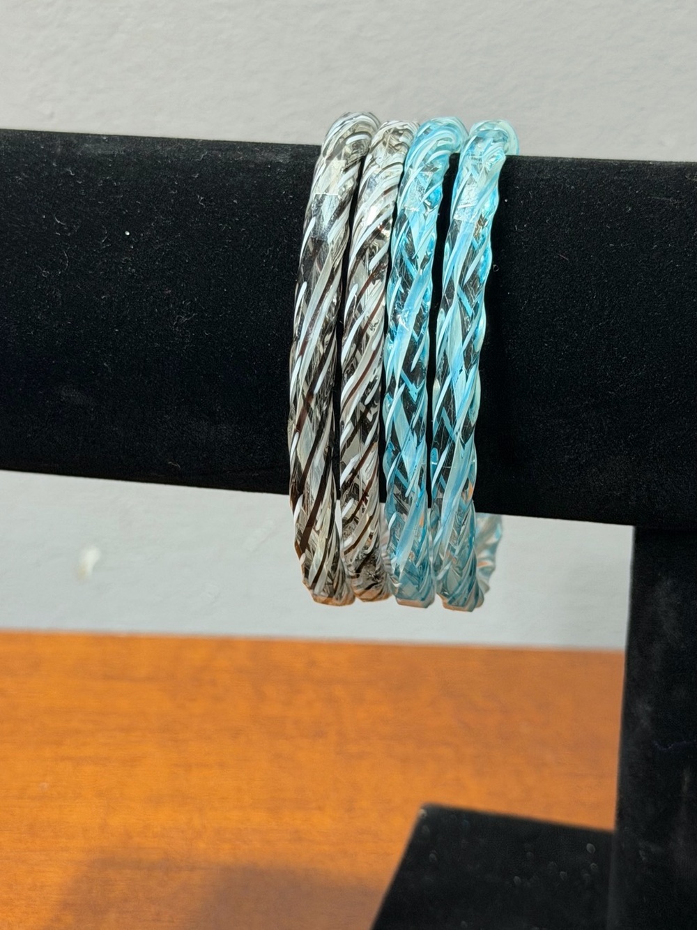 Braided Silver & Blue Bracelets
